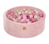 Meowbaby morbida in schiuma rotonda da 90x30 cm vasca da ballo con 200 pezzi per neonati e bambini - Essentiaci per bambini, velluto, rosa in polvere, rosa pastello/rosa chiaro/trasparente/perla