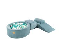 MEOWBABY Parco Giochi in Schiuma con Piscina di Palline 90x30cm/200 Palline per Bambini - Blocchi Morbidi, Corduroy, Turchese: Menta/Turchese/Bianco