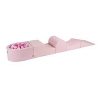MEOWBABY- Parco Giochi per Bambini, Colore Chiaro/Trasparente/Bianco Perla/Rosa Pastello, 200x45cm, KR1173