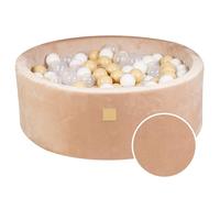 MEOWBABY Piscina con palline morbida Meowbaby per bambini e neonati - Piscina interna/esterna 90 x 30 cm con palline (200 pezzi) - Attrezzatura per parco giochi (Sabbia: Trasparente/Bianco/Beige)