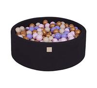 MEOWBABY Piscina di Palline 90x30cm/200 Palline ∅ 7CM Piscina di Palline Colorate per Bambini Tondo Fabbricato in EU Nero: Oro/Beige/Rosa Pastello/Viola