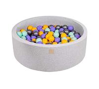 MEOWBABY Piscina di Palline 90x30cm/200 Palline ∅ 7CM Piscina di Palline Colorate per Bambini Tondo Fabbricato in EU Grigio Chiaro: Viola/Oro/Menta/Argento