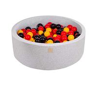 MEOWBABY Piscina di Palline 90x30cm/200 Palline ∅ 7CM Piscina di Palline Colorate per Bambini Tondo Fabbricato in EU Grigio Chiaro: Oro/Rosso/Nero