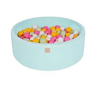MEOWBABY Piscina di Palline 90x30cm/200 Palline ∅ 7CM Piscina di Palline Colorate per Bambini Tondo Fabbricato in EU Menta: Bianco/Verde Chiaro/Rosa Chiaro/Oro