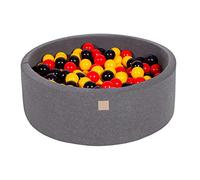 MEOWBABY Piscina di Palline 90x30cm/200 Palline ∅ 7CM Piscina di Palline Colorate per Bambini Tondo Fabbricato in EU Grigio Scuro: Oro/Rosso/Nero