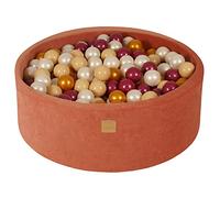 MEOWBABY Piscina di Palline per Bambini - Tondo 90x30cm Piscine con 200 Palline Colorate, Velluto, Marsala Rosso: Bourgogne Perla/Oro/Bianco Perla/Beige