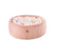 MEOWBABY Piscina di Palline per Bambini - Tondo 90x30cm Piscine con 200 Palline, Corduroy, Rosa: Bianco Perla/Trasparente