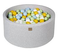MEOWBABY Piscina di Palline per Bambini - Tondo 90x40cm Piscine con 300 Palline Colorate, Cotone, Grigio Chiaro: Bianco/Giallo/Verde chiaro/Blu Baby