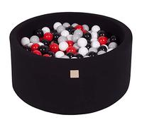 MEOWBABY Piscina di Palline per Bambini - Tondo 90x40cm Piscine con 300 Palline Colorate, Cotone, Nero/Grigio/Rosso/Bianco