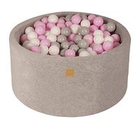 MEOWBABY Piscina di Palline per Bambini - Tondo 90x40cm Piscine con 300 Palline Colorate, Velluto, Grigio chiaro: Rosa papzello/Grigio/Bianco