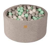 MEOWBABY Piscina di Palline per Bambini - Tondo 90x40cm Piscine con 300 Palline Colorate, Velluto, Grigio chiaro: Bianco/Grigio/Menta