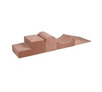 MEOWBABY Playset in Schiuma Morbida - Percorso a Ostacoli per Bambini, 4 Blocchi Modulari, Area Giochi Sicura e Interattiva 195x45 cm, Perfetto per Neonati e Prima Infanzia, Velluto, Beige