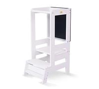 MEOWBABY Torre Montessoriana in Legno per Bambini - Torre di Apprendimento con Lavagna, Learning Tower, Bianco