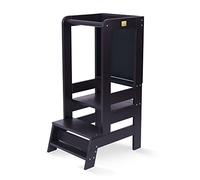 MEOWBABY Torre Montessoriana in Legno per Bambini - Torre di Apprendimento con Lavagna, Learning Tower, Nero