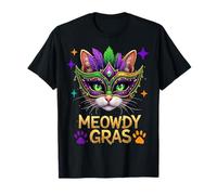 Meowdi Gras Mardi Gras Cat Amante New Orleans Louisiana USA Maglietta