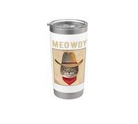 Meowdy Cowboy Hat Cat Funny Kitty Kitten Cats Lovers Bicchiere termico in acciaio inox doppia parete