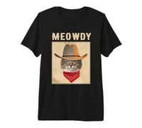 Meowdy Cowboy Hat Cat Funny Kitty Kitten Cats Lovers Maglietta Premium