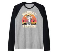 Meowdy Partner Western Funny Cat Meowdy Vintage Maglia con Maniche Raglan