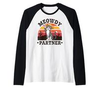 Meowdy Partner Western Funny Cat Meowdy Vintage Maglia con Maniche Raglan