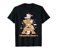 Meowffel Tower Carino Kawaii Paris Cat Cartoon Funny Cat Art Maglietta