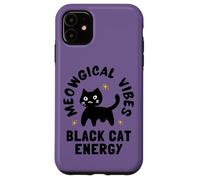 Meowgical Vibes BlackCat Energy Witchy Bruja Cat Witch Custodia per iPhone 11