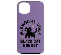 Meowgical Vibes BlackCat Energy Witchy Bruja Cat Witch Custodia per iPhone 13