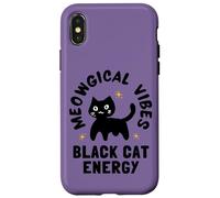 Meowgical Vibes BlackCat Energy Witchy Bruja Cat Witch Custodia per iPhone X/XS