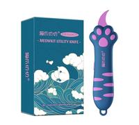 MEOWKIT Cutter retrattile con lama in acciaio inossidabile con rivestimento antiaderente e impugnatura ergonomica a forma di zampa di gatto, per scatole, buste, lettere e buoni (Blu pavone)