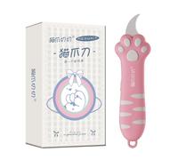 MEOWKIT Cutter retrattile con lama in acciaio inossidabile con rivestimento antiaderente e impugnatura ergonomica a forma di zampa di gatto, per scatole, buste, lettere e buoni (Pesca Oolong)