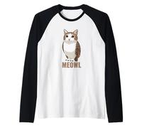 Meowl Cat-Owl Meme Design - Internet Brainrot Culture Maglia con Maniche Raglan