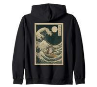Meowl Great Wave off Kanagawa - Cat Owl Brainrot Slang Meme Felpa con Cappuccio