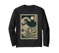 Meowl Great Wave off Kanagawa - Cat Owl Brainrot Slang Meme Maglia a Manica
