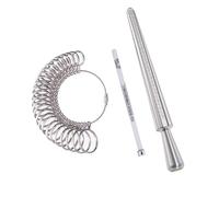 Meowoo Anello Mandrino Sizer Finger Mandrino Misuratore Anelli Dimensionamento Metro Dita Gauge Set Gioielli Strumenti Taglie Standard per Regno Unito, UE, USA e Svizzera (Metallo Argento)