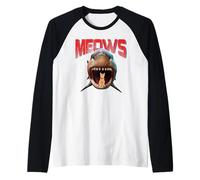 Meows Cat Shark Mouth On The Sea Sharks Funny Cats Lover Maglia con Maniche Raglan