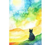 Meowsic: Blank piano sheet music and empty pages for text, with cats.