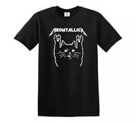 Meowtallica t-shirt rock gatto gattino animale domestico carino gatti musica musica metallo top t-shirt, Maglietta nera, XL