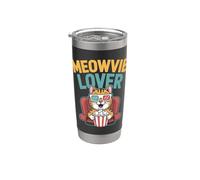 Meowvie - Gatto amante con popcorn e occhiali 3D Bicchiere termico in acciaio inox doppia parete