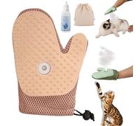 Meowvo All-in-One Grooming Mist Glove for Pets, Pet Hair Remover Electrostatic Gloves, Spray Massage Brush Gloves, 3-in-1 Reusable Grooming Tool for Dogs & Cats and Couch, Clothing (Brown B)