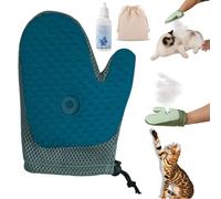 Meowvo All-in-One Grooming Mist Glove for Pets, Pet Hair Remover Electrostatic Gloves, Spray Massage Brush Gloves, 3-in-1 Reusable Grooming Tool for Dogs & Cats and Couch, Clothing (Blue B)