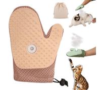 Meowvo All-in-One Grooming Mist Glove for Pets, Pet Hair Remover Electrostatic Gloves, Spray Massage Brush Gloves, 3-in-1 Reusable Grooming Tool for Dogs & Cats and Couch, Clothing (Brown A)
