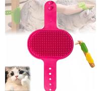 Meowvo, cuscinetto in silicone per la toelettatura dei gatti, 2 in 1, regolabile, in silicone, per rampicanti, gambe del tavolo, spazzola per gatti e cani (rosa)