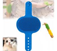 Meowvo, cuscinetto in silicone per la toelettatura dei gatti, 2 in 1, regolabile, in silicone, per rampicanti, gambe del tavolo, spazzola per gatti e cani (blu)