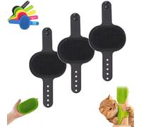 Meowvo Silicone Grooming Strap Pad for Cats, Cat Self Groomer Brush, Silicone s Scratcher and Massager, Grooming Strap Pad for Climbing Frames Table Leg (3Pcs-Black)