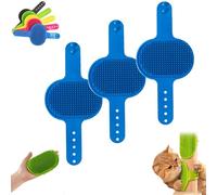 Meowvo Silicone Grooming Strap Pad for Cats, Cat Self Groomer Brush, Silicone s Scratcher and Massager, Grooming Strap Pad for Climbing Frames Table Leg (3Pcs-Blue)
