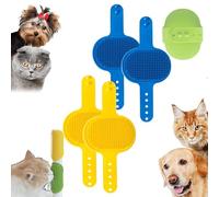Meowvo Silicone Grooming Strap Pad for Cats, Silicone Grooming Strap Pad - 2-in-1 Self-Groomer,Adjustable Silicones Pet Groomings Tool for Climbings Frames Table Legs (Blue+Yellow)