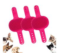 Meowvo Silicone Grooming Strap Pad for Cats, Silicone Grooming Strap Pad - 2-in-1 Self-Groomer, Cat Self Groomer Brush for Climbing Frames Table Legs, for Cats & Dogs (Rose Red,3 Pcs)