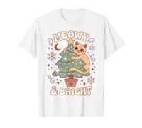 Meowy & Bright Christmas Cat Holiday Humor Maglietta