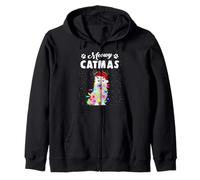 Meowy Catmas Funny Cat Christmas Xmas Kittens Lovers Felpa con Cappuccio