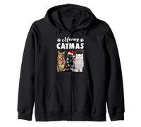 Meowy Catmas Funny Cat Christmas Xmas Kittens Lovers Felpa con Cappuccio