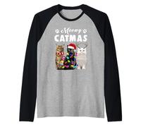 Meowy Catmas Funny Cat Christmas Xmas Kittens Lovers Maglia con Maniche Raglan